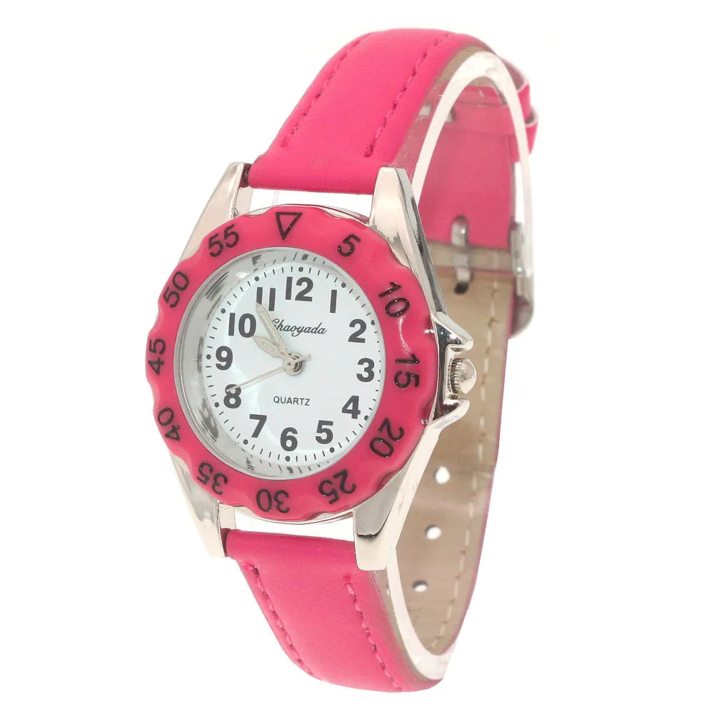 Reloj de pulsera de cuero con diseño de unicornio para niños y niñas, reloj informal de moda para aprender la hora