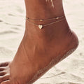 Trendy Beads Multilayer Summer Heart Anklet for Woman Bohemian Vintage Footwear Leg Bracelets 2021 Female Foot Jewelry G
