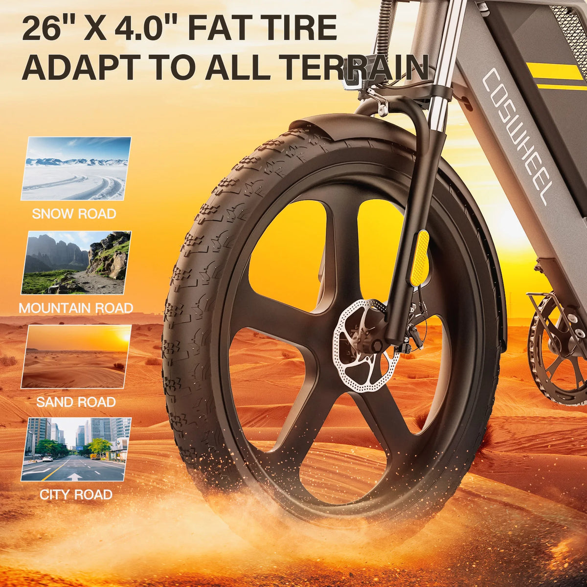 Nueva bicicleta eléctrica plegable ligera COSWHEEL T26, 48V 15Ah 25Ah, 750W 1000W 1500W, bicicleta eléctrica de 26 pulgadas