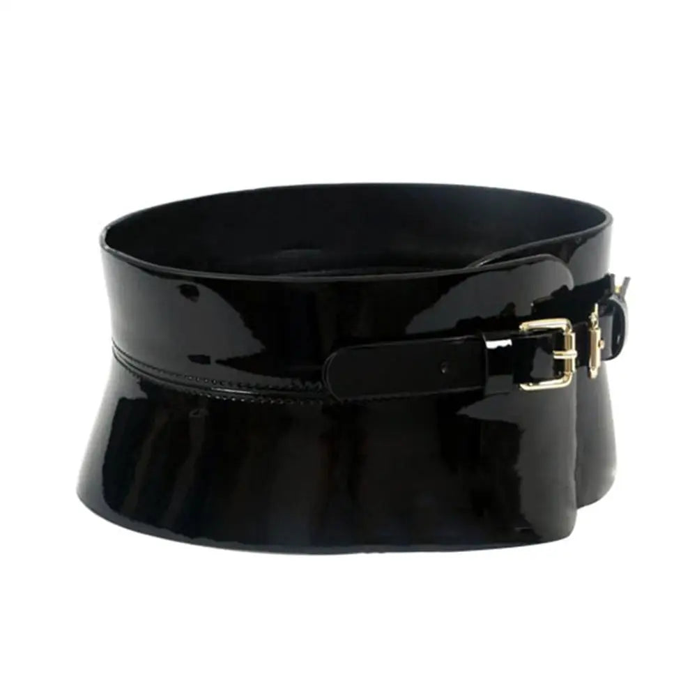Damen Design Lässiger Retro-Mantel Dekorativer schwarzer Ledergürtel für Damen Modischer Taillengürtel FCO222