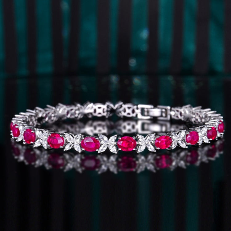SGARIT Vihkikorut Joyas de Boda Pulsera de Rubí de Myanmar de 7.5ct con Piedra Preciosa Genuina Joyería de Oro de 18k