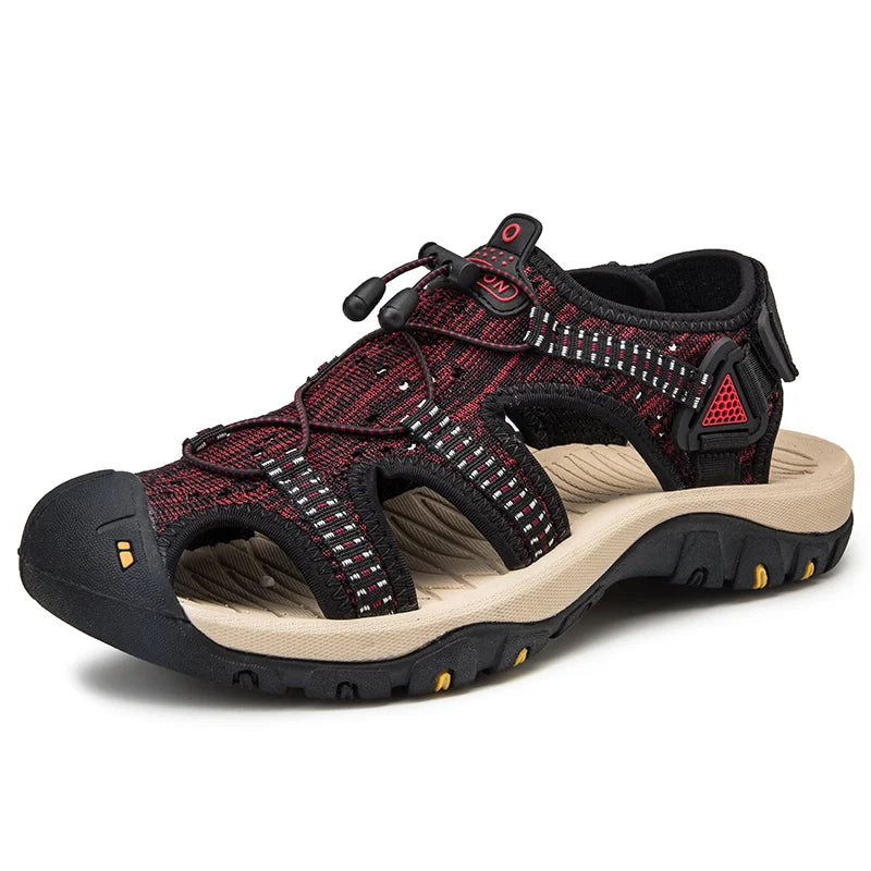 Helt nya sommarsandaler för män, modedesign, ventilerande mesh, fritidsskor för stranden, mjuka innersulor, utomhussandaler, stora storlekar 38-48