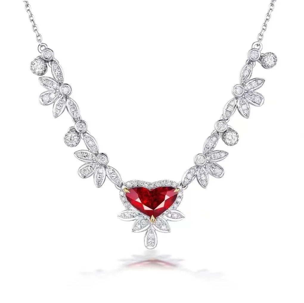 SGARIT Wholesale Dubai Collar con colgante de rubí de lujo con piedras preciosas naturales de 1,03 ct y oro amarillo de 18 quilates, joyería fina OEM
