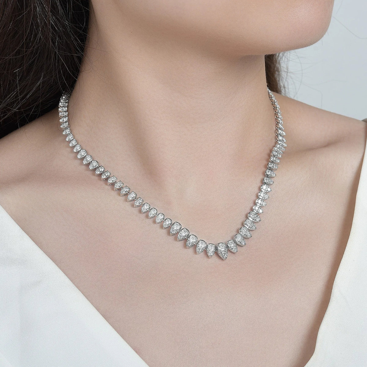Collar con colgante redondo de moissanita y plata de ley 925 Ruizuan