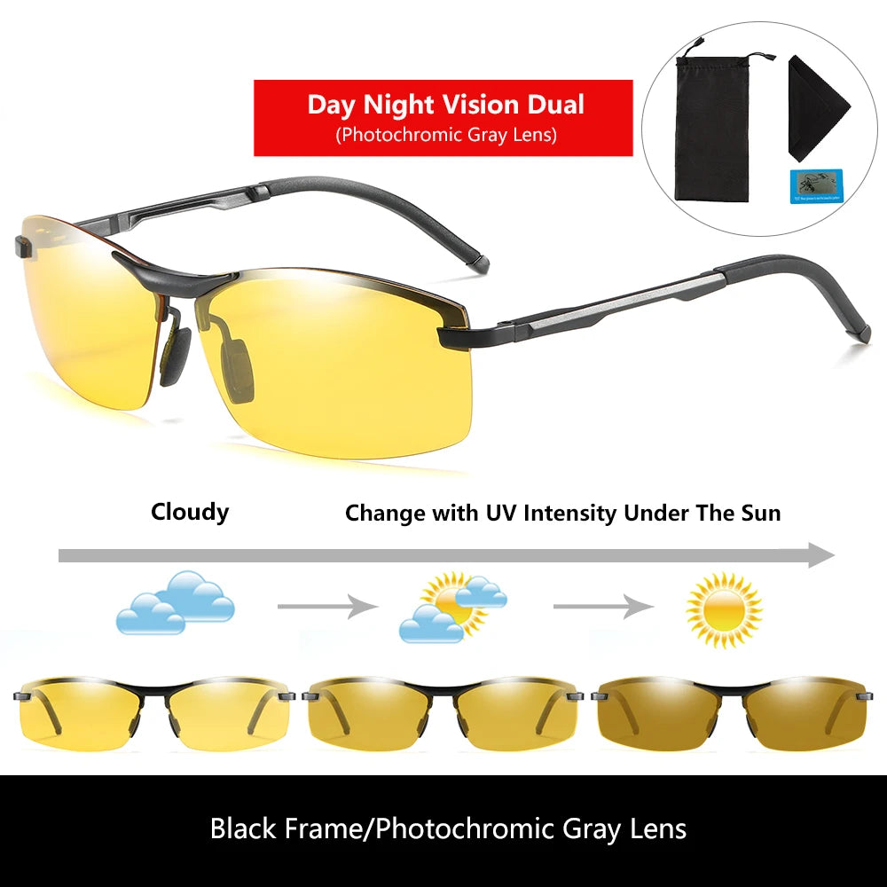 KATELUO Day Night Vision Eyeglasses Men Sunglasses for Driving Polarized UV400 Sports Eyewear Photochromic Male Sun Glasses 557