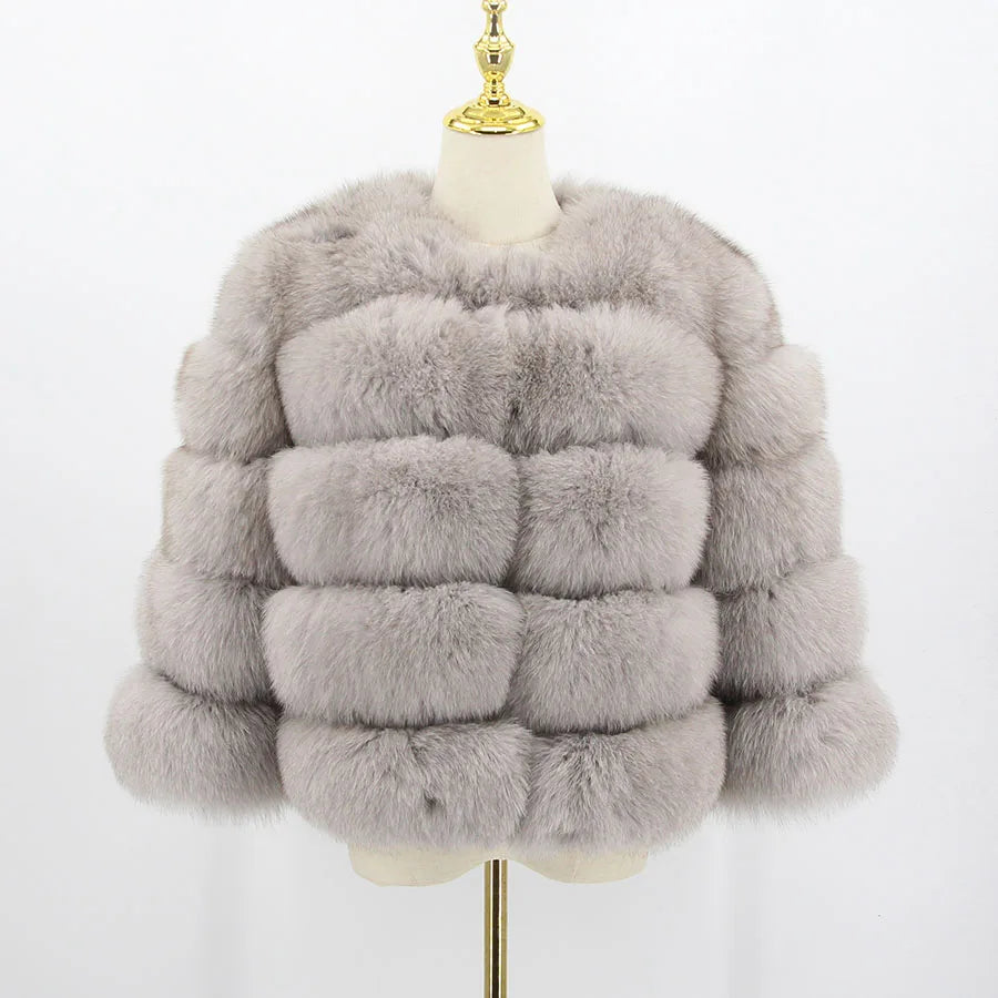 Pink Java QC1801 FREE SHIPPING Real Fox Fur Coat Women Winter Thick Fur Jacket Short Fur Coat Wholesale Genuine Fox Short Sleeve