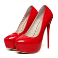 Big Size 35-47 Patent Leather Red Wedding Shoes 2025 Women Round Toe Super High Heels 16cm Pumps Sexy Platform Party Shoes Woman
