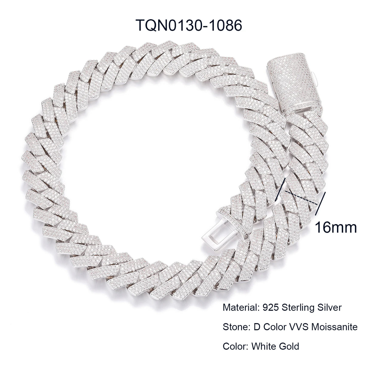 Collar de cadena cubana de Miami para hombre, joyería fina de hip hop, plata de ley 925, 6mm-20mm, con diamantes de moissanite VVS helados