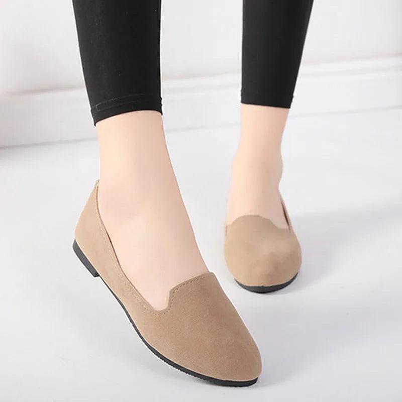 2025 Spring and Autumn Casual Women's Shoes Women's Flat Shoes Women in Candy-Colored Suede Work Shoes WSH2216