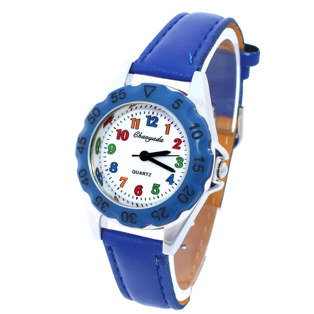 Reloj de pulsera de cuero con diseño de unicornio para niños y niñas, reloj informal de moda para aprender la hora