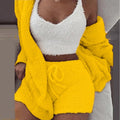 Knit Sleepwear Pajamas for Women's Lingerie 3 Piece Set