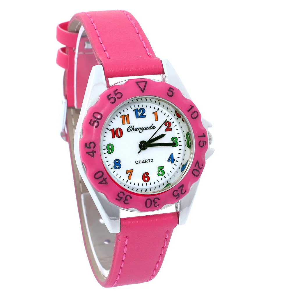 Reloj de pulsera de cuero con diseño de unicornio para niños y niñas, reloj informal de moda para aprender la hora