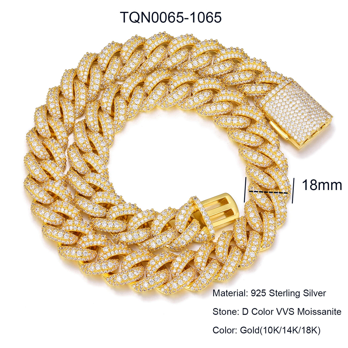 Collar de cadena cubana de Miami para hombre, joyería fina de hip hop, plata de ley 925, 6mm-20mm, con diamantes de moissanite VVS helados