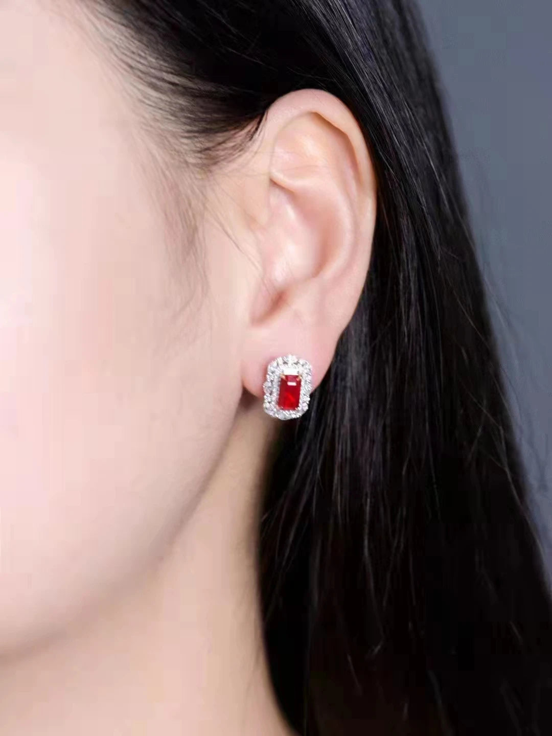Pendientes de rubí sangre de pichón sin tratamiento térmico a buen precio, joyería con certificado AIGS, pendientes de botón de rubí sangre de pichón de 2.54ct sin tratamiento térmico