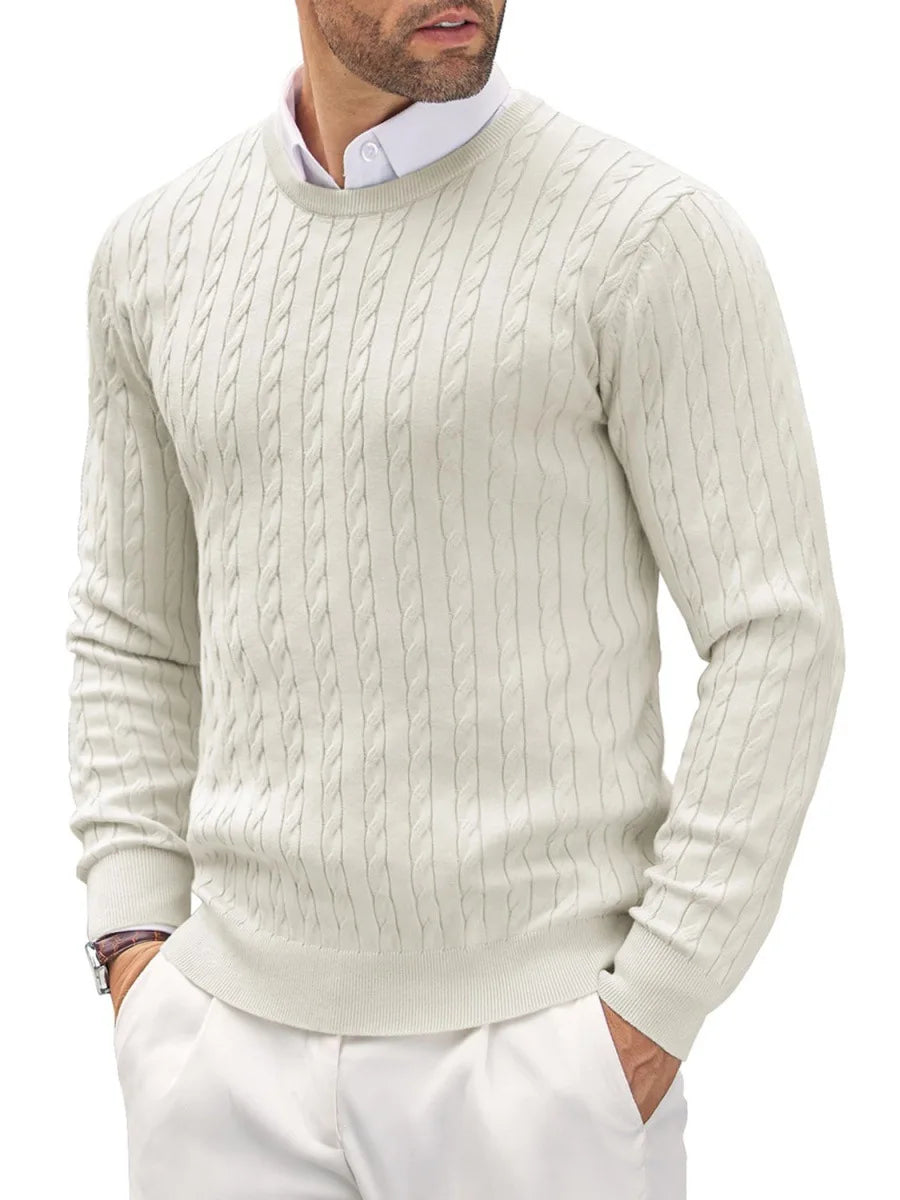 Wholesale High Quality Cotton Solid Color Knitting Sweater Twist Slim Pullover Men's Crewneck Thick Spring Casual Knit Sweaters