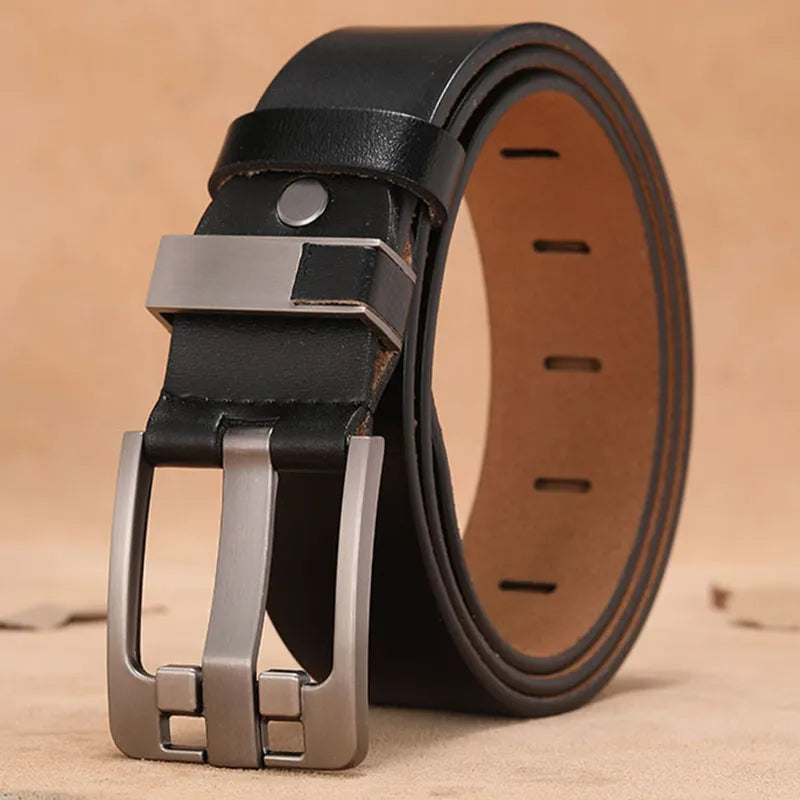 Cow Genuine Leather Luxury Strap Male Belts for Men New Large Plus Size 140 150 160cm Vintage Pin Buckle Men Belt High Quality