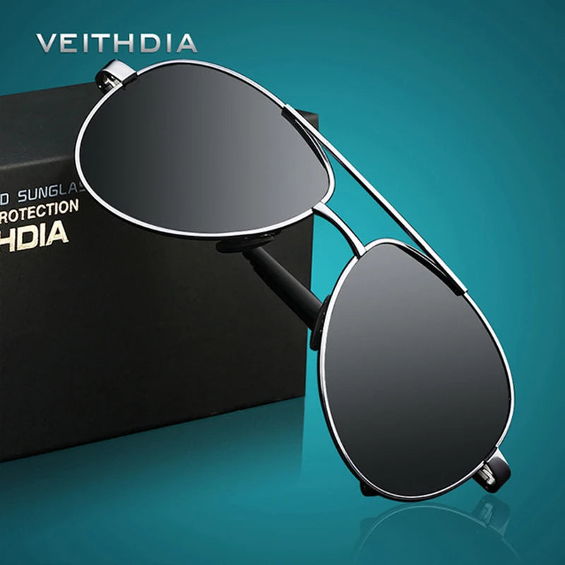 Męskie okulary przeciwsłoneczne VEITHDIA, markowe, designerskie, do jazdy samochodem, z polaryzacją i filtrem UV400, sportowe okulary przeciwsłoneczne dla mężczyzn 1306