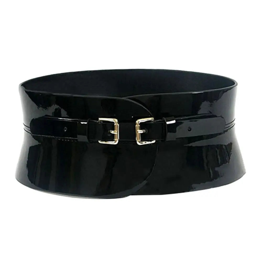 Damen Design Lässiger Retro-Mantel Dekorativer schwarzer Ledergürtel für Damen Modischer Taillengürtel FCO222