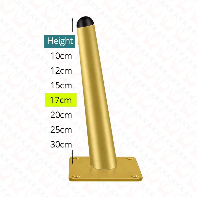 KAK 4Pcs Black Furniture Leg Gold Table Feet Replacement Cabinet Sofa Metal Feet With Screws 800KG Non-Punch Furniture Hardware