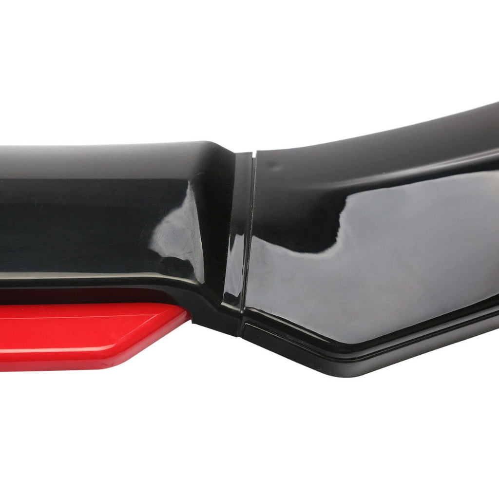 Kit de spoiler universal para parachoques delantero de coche, 4 piezas, negro brillante con detalles en rojo