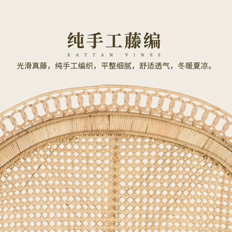 Nordic Light Luxury Rattan Dining Chair With Modern Design Solid Wood Frame Small Size for Home Hotel Restaurant Use
