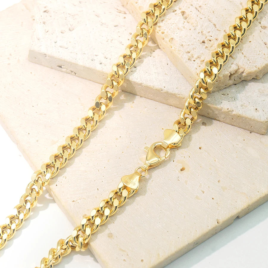 Collar de hombre de oro sólido de 18k, 5.2mm de grosor, diseño cubano hueco AU750, resistente al deslustre e impermeable, joyería de moda para hombre