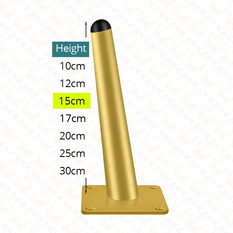 KAK 4Pcs Black Furniture Leg Gold Table Feet Replacement Cabinet Sofa Metal Feet With Screws 800KG Non-Punch Furniture Hardware