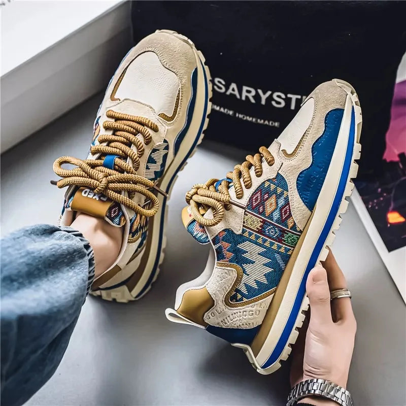 Zapatillas deportivas de lona con cordones y punta redonda transpirables para hombre