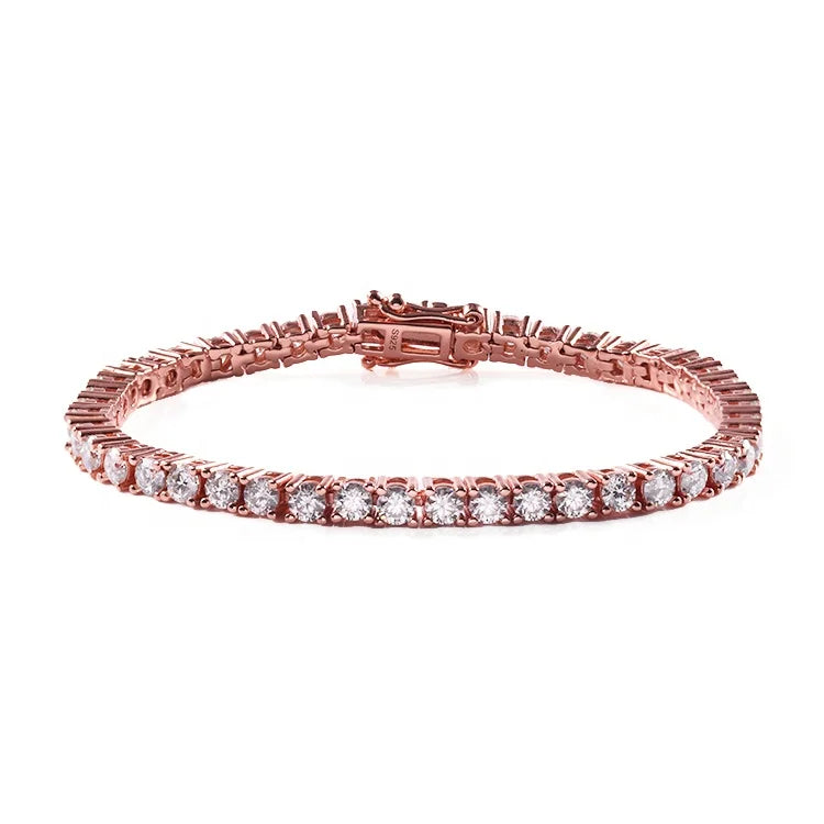 Pulsera de tenis de moissanita con diamantes, estilo hip hop, plata 925 cubana, bañada en oro de 14k o 18k
