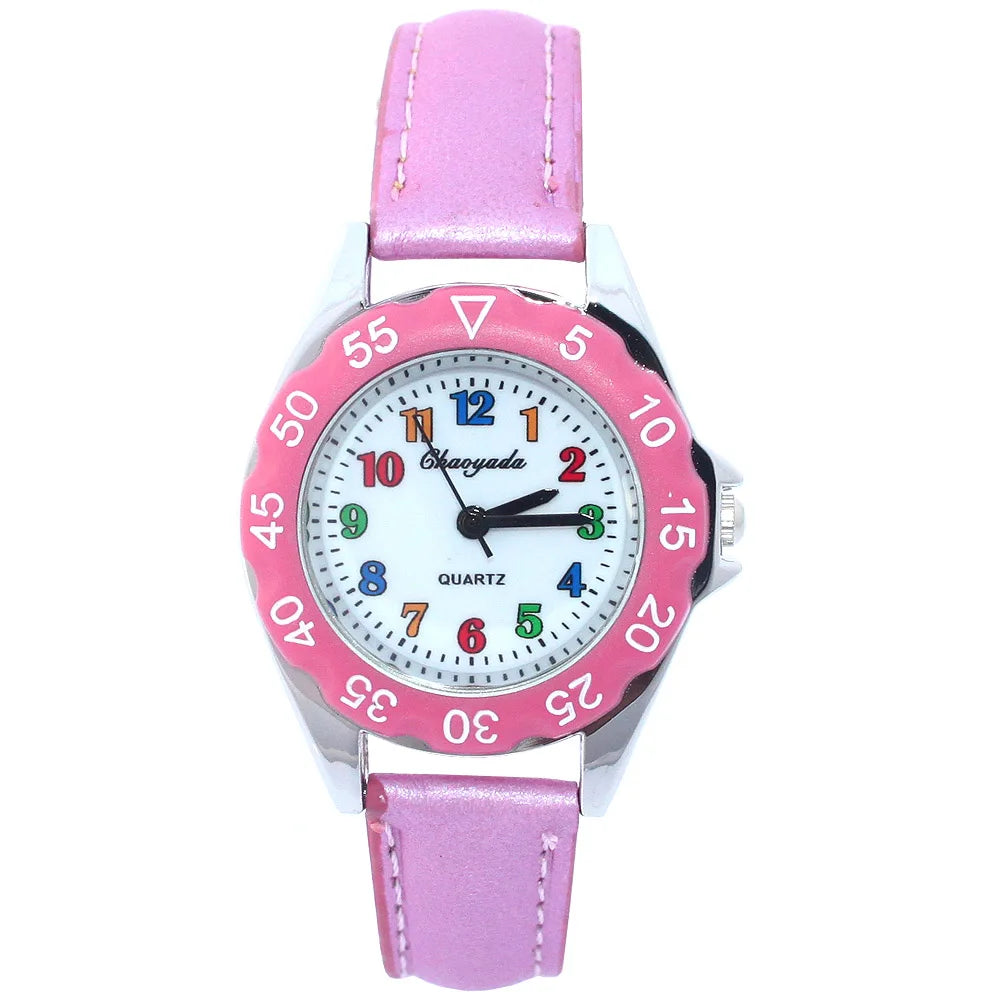 Reloj de pulsera de cuero con diseño de unicornio para niños y niñas, reloj informal de moda para aprender la hora