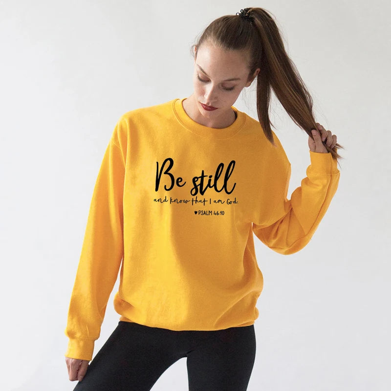 Fashion Clothing Be Still and Know That I Am God Pslam 46:10 Sweatshirt 100% Cotton Religiouc Christian Hoodies Faith Jumper Top