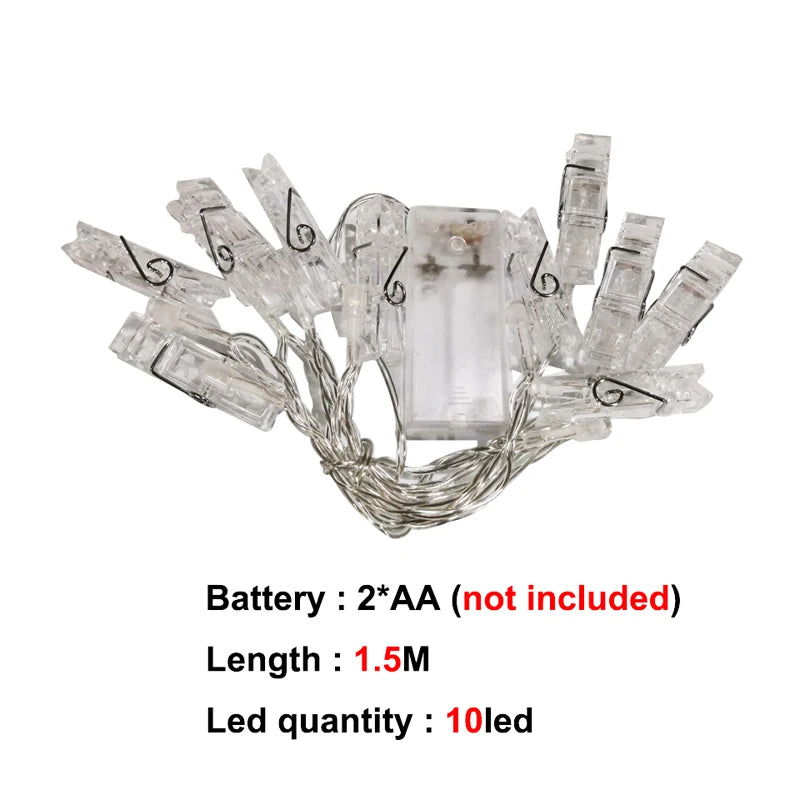 LED Fairy String Lights with Photo Clips 5M-10M USB or Battery Operated