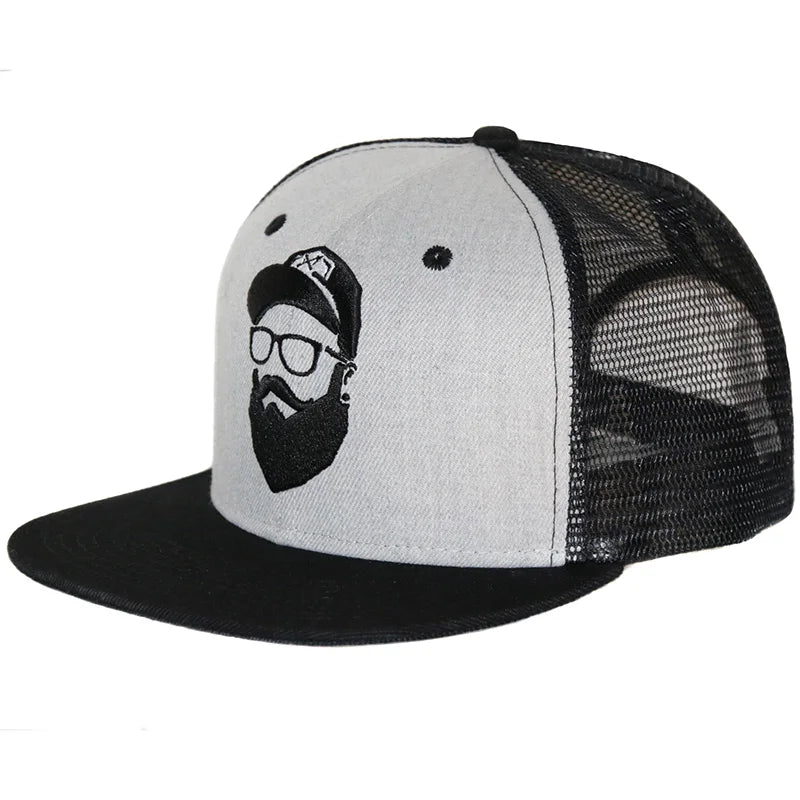 [HATLANDER]Original Grey Cool Hip Hop Cap Men Women Hats Vintage Embroidery Character Baseball Caps Gorras Planas Bone Snapback