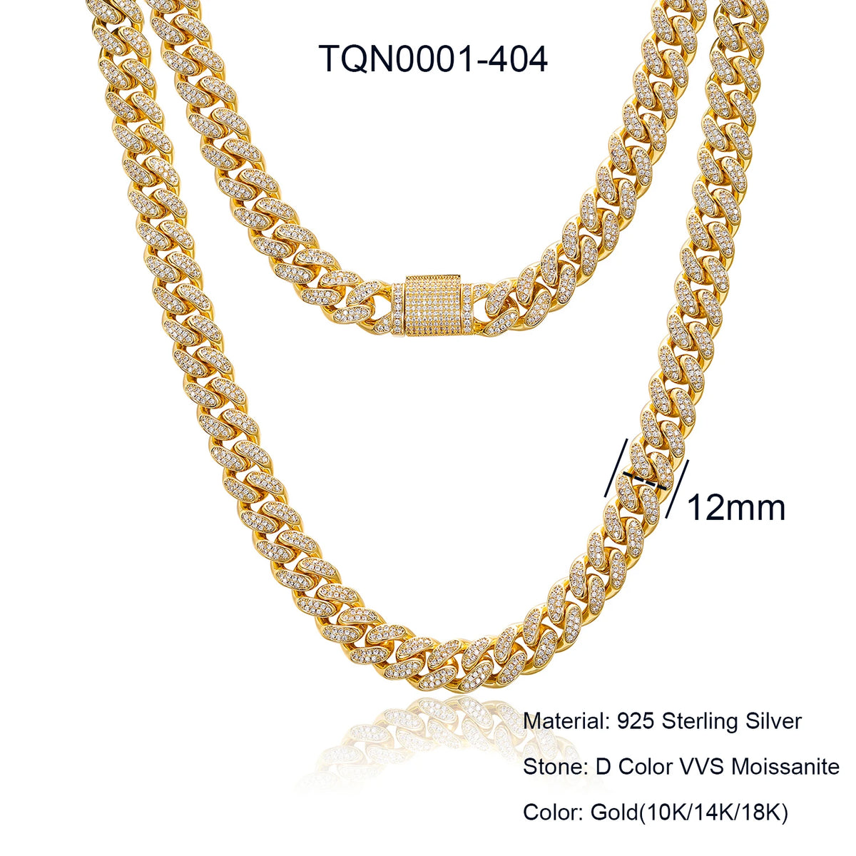 Collar de cadena cubana de Miami para hombre, joyería fina de hip hop, plata de ley 925, 6mm-20mm, con diamantes de moissanite VVS helados