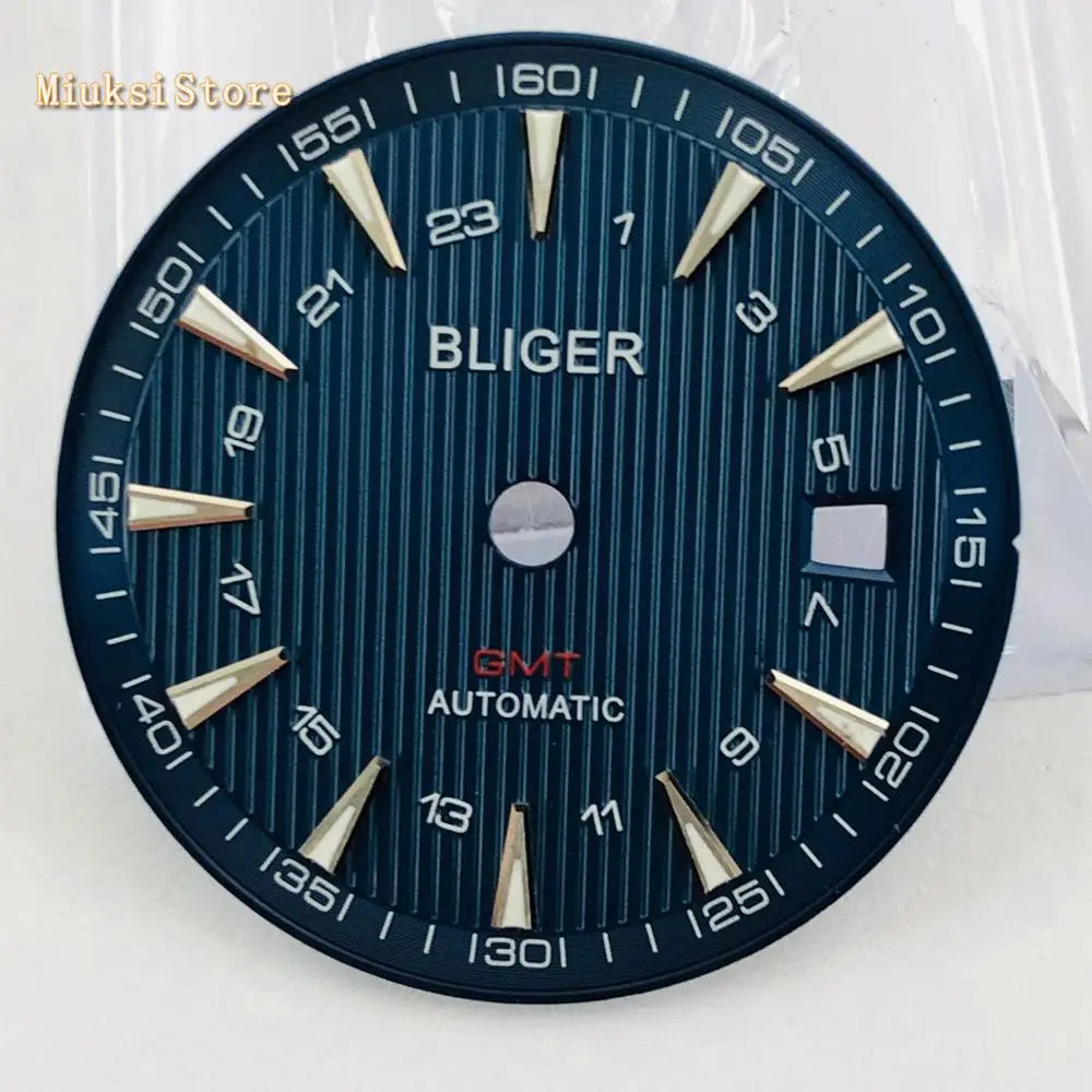 1 unidad de esfera de reloj estéril de 31 mm, color azul, negro y plateado, compatible con movimientos automáticos ETA 2836/2824, DG2813/3804 y Miyota 8215, 821A, 8205, modelo P951