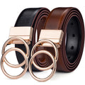 Women Leather Reversible Belt Double O Ring Rotate Buckle Two Side Waist Jeans Dress by Beltox Fine
