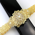 Sunspicems Gold Color Moroccan Caftan Belt for Women Dress Waist Chain Belt Arabic Bride Wedding Jewelry Robe Sash Body Chain