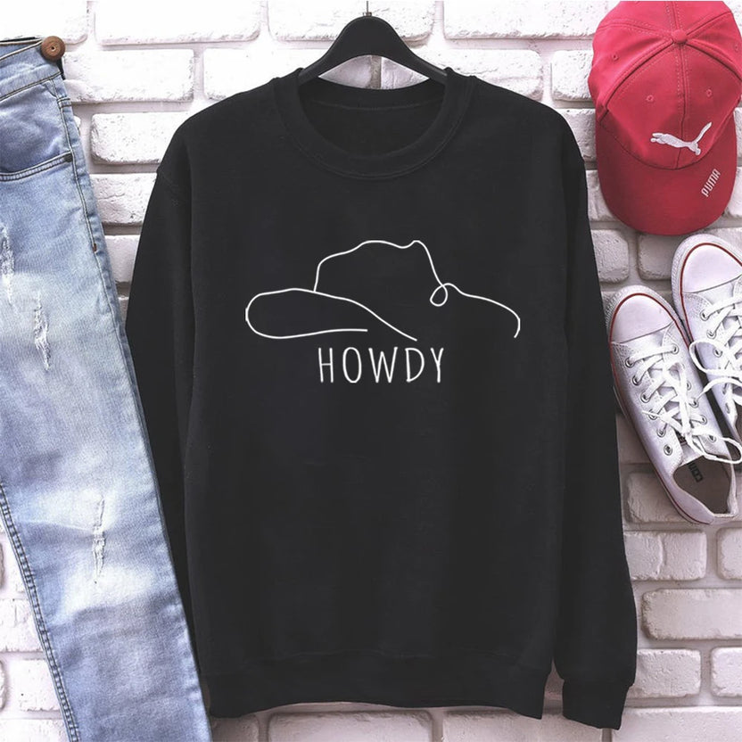 Howdy Hat Sweatshirt Country Western Shirts Rodeo Fashion Cowgirl Style Christmas Gift Shirt Country Music Top Tee Graphic Shirt