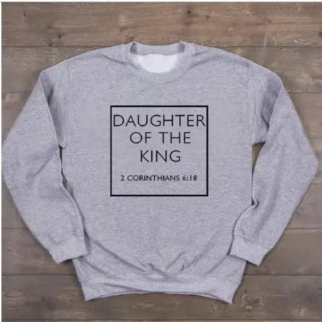 Bluza "Córka Króla" Christian Sweatshirt Casual Lover Werset z Biblii Slogan Bluzy z kapturem Nadzieja Miłość Odzież religijna Bluza bez kaptura Zestawy