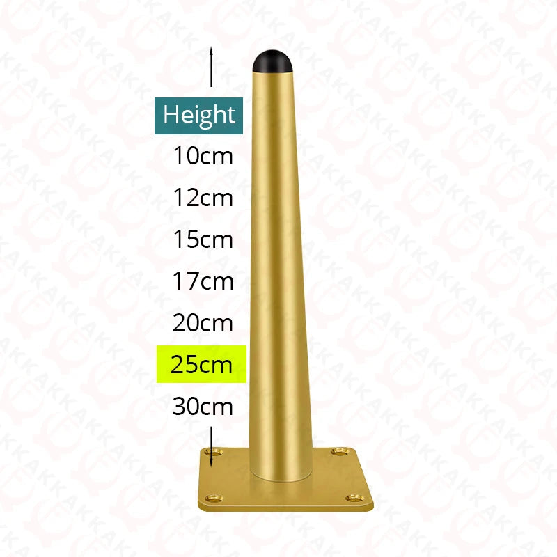 KAK 4Pcs Black Furniture Leg Gold Table Feet Replacement Cabinet Sofa Metal Feet With Screws 800KG Non-Punch Furniture Hardware