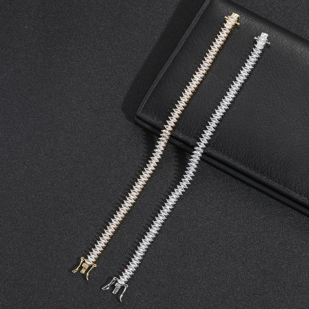 5mm Brass Cubic Zirconia Tennis Bracelet in Gold and Silver Plating