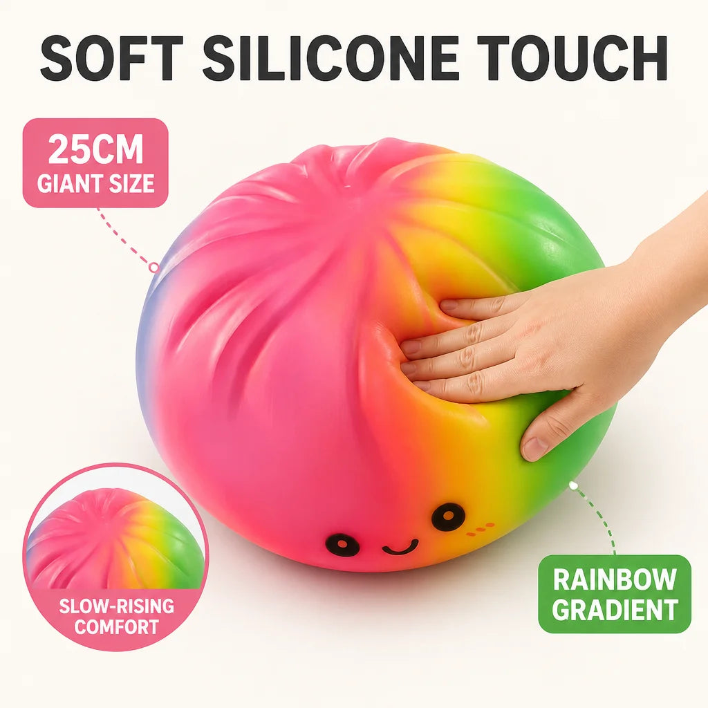 25cm Jumbo Rainbow Steamed Dumpling Squishy Stress Toy with Steamer