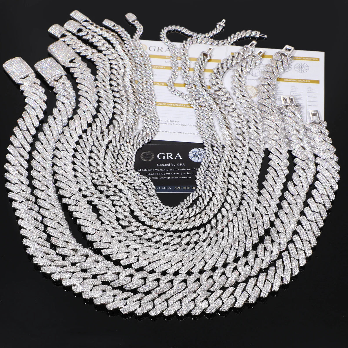 Collar de cadena cubana de Miami para hombre, joyería fina de hip hop, plata de ley 925, 6mm-20mm, con diamantes de moissanite VVS helados