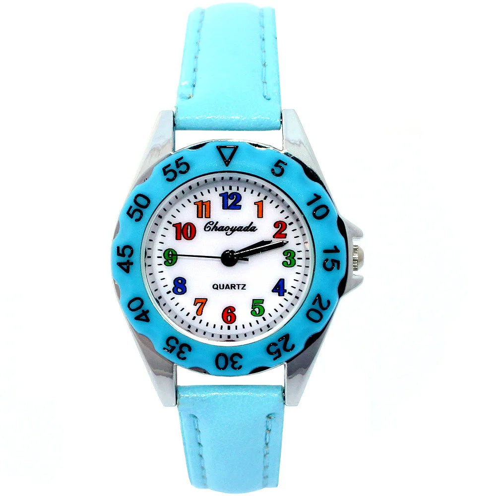 Reloj de pulsera de cuero con diseño de unicornio para niños y niñas, reloj informal de moda para aprender la hora