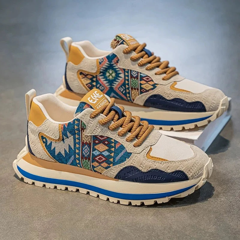 Zapatillas deportivas de lona con cordones y punta redonda transpirables para hombre