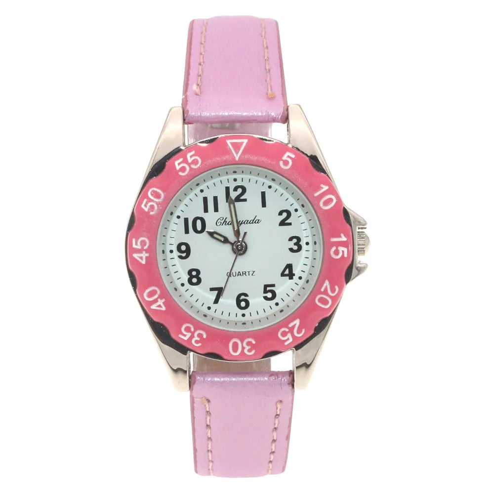 Reloj de pulsera de cuero con diseño de unicornio para niños y niñas, reloj informal de moda para aprender la hora