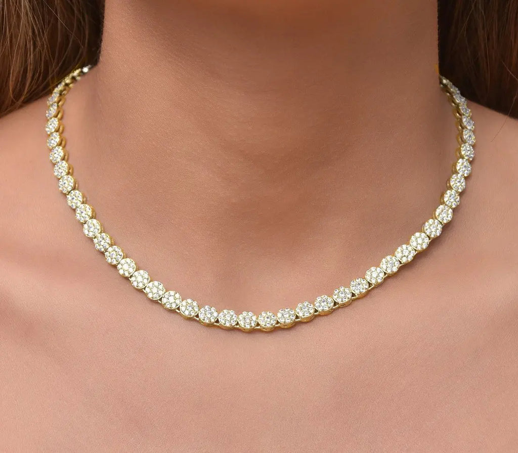Micro Pave CZ Geometric Tennis Necklace for Women