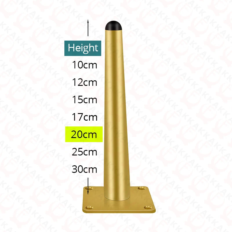 KAK 4Pcs Black Furniture Leg Gold Table Feet Replacement Cabinet Sofa Metal Feet With Screws 800KG Non-Punch Furniture Hardware