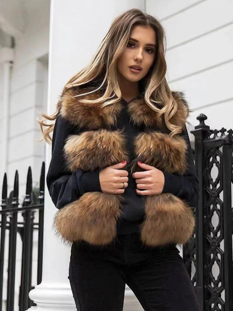 QIUCHEN-Short Vest for Women, 100% Natural Raccoon Furs, Real Fur Model, Fashion, Hot Sale, Winter, PJ8051
