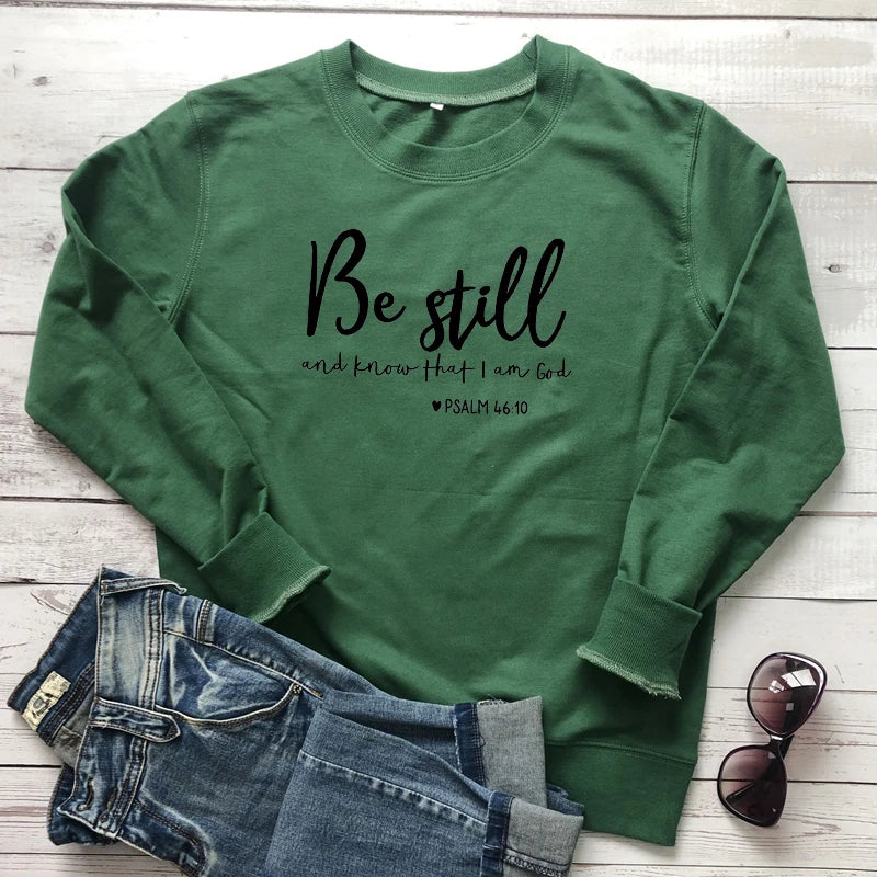 Modna odzież Bluza „Be Still and Know That I Am God” Psalm 46:10, 100% bawełna, religijna chrześcijańska bluza z kapturem, sweter z wyznaniem wiary
